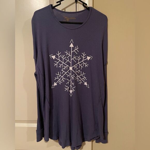 Show Me Your Mumu Crewneck Snowflake Thermal Knit Long Sleeve ❄️ - Picture 2 of 6
